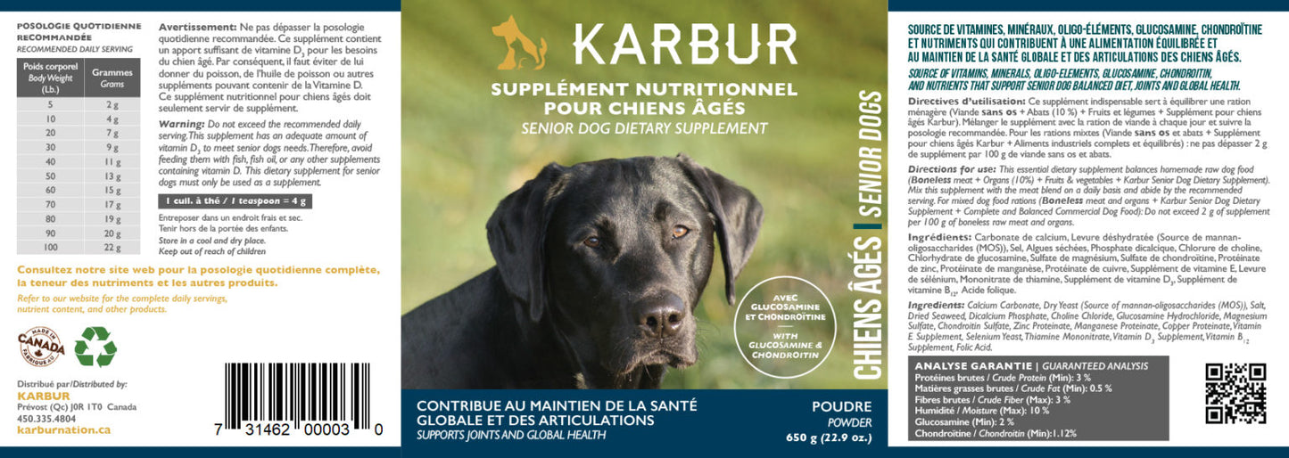 Supplément nutritionnel pour chiens actifs ou âgés