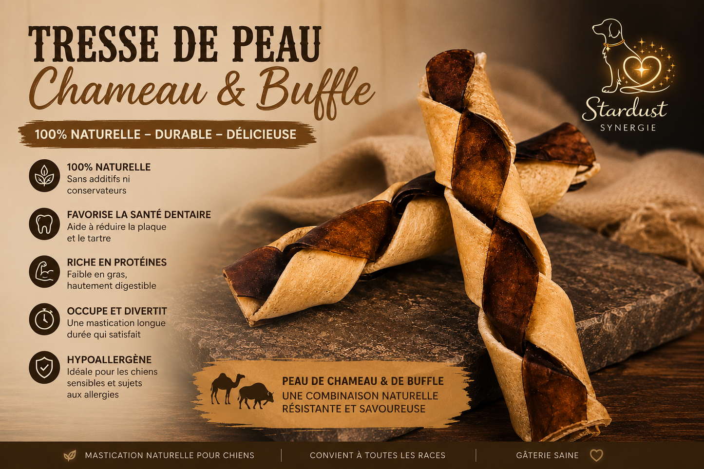 Tresse de peau chameau & buffle